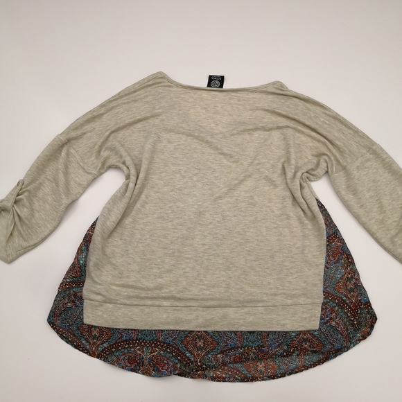 Bobeau Cream/Tan Marled Boho Flowy Sweatshirt Cottage Cottagecore Boxy Oversize - Picture 6 of 8